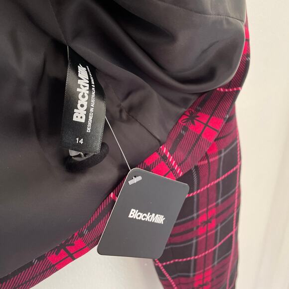 BlackMilk Jacket Womens Velvet Cropped Blazer Tartan Holiday Dressy Evening NWT - Picture 5 of 8